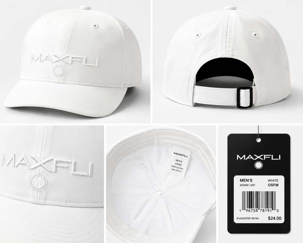 Maxfli Men's Tech Golf Hat Adjustable Cap in White